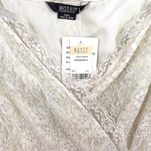 Lace Prom Party Dress S/M White Midi Rhinestone Bead Fairy Western Babydoll NWT - Picture 8 of 12